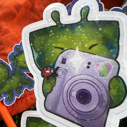 Glorp Kitty With Instant Camera Star Holo Sticker: Water Resistant 3in | 7cm