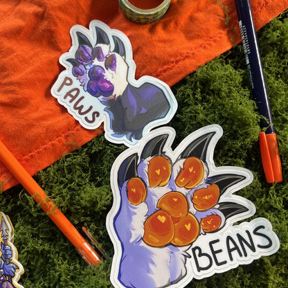 Beans Paws Vinyl Sticker: Water Resistant 4inch | 10cm