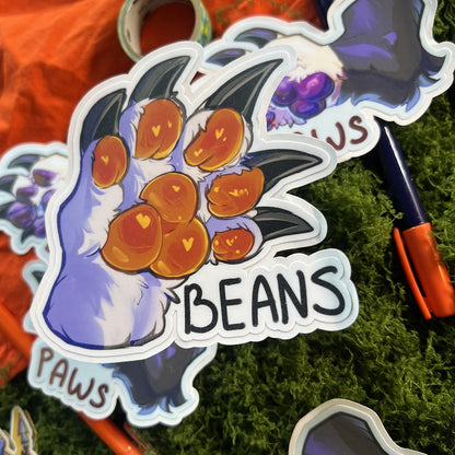 Beans Paws Vinyl Sticker: Water Resistant 4inch | 10cm