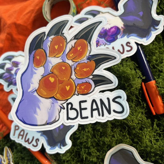 Beans Paws Vinyl Sticker: Water Resistant 4inch | 10cm
