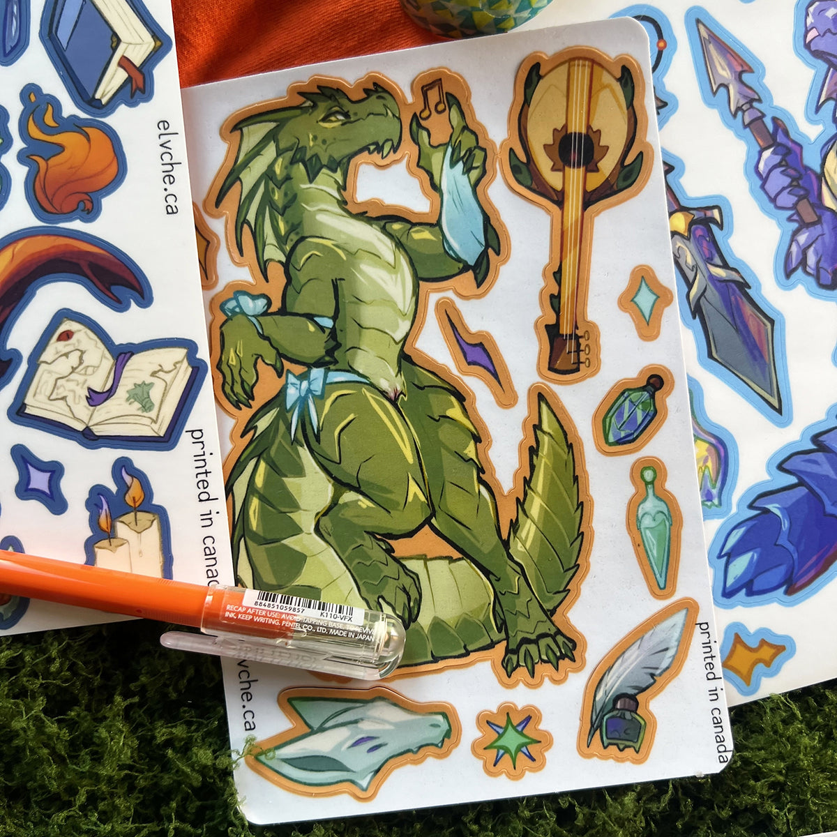 Green Naked Kobold Sticker Sheet: Matte 4x6 in | 10x15 cm Water Resistant