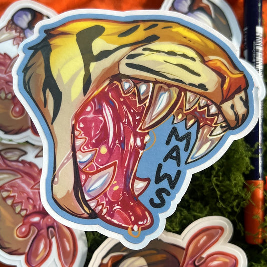 Maws Jaws Vore Tiger Vinyl Sticker: Water Resistant 4inch | 10cm