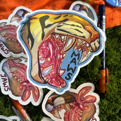 Maws Jaws Vore Tiger Vinyl Sticker: Water Resistant 4inch | 10cm