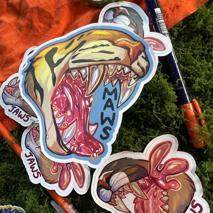 Maws Jaws Vore Tiger Vinyl Sticker: Water Resistant 4inch | 10cm