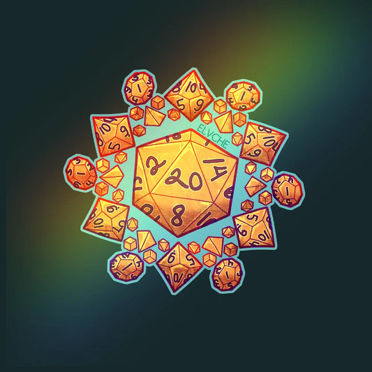 Orange dice mandala foil sticker 3in || 7.5cm