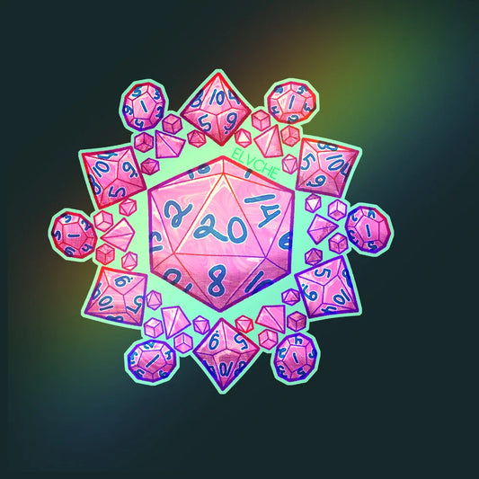 Purple dice mandala foil sticker 3in || 7.5cm