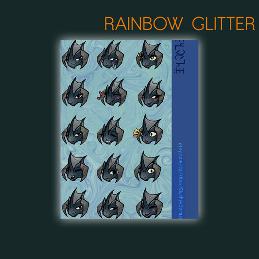 Chromatic kobold glitter sticker sheet - Black || 4x6in 10x15cm