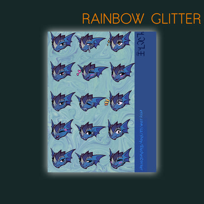 Chromatic kobold glitter sticker sheet - Blue || 4x6in 10x15cm