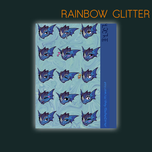 Chromatic kobold glitter sticker sheet - Blue || 4x6in 10x15cm