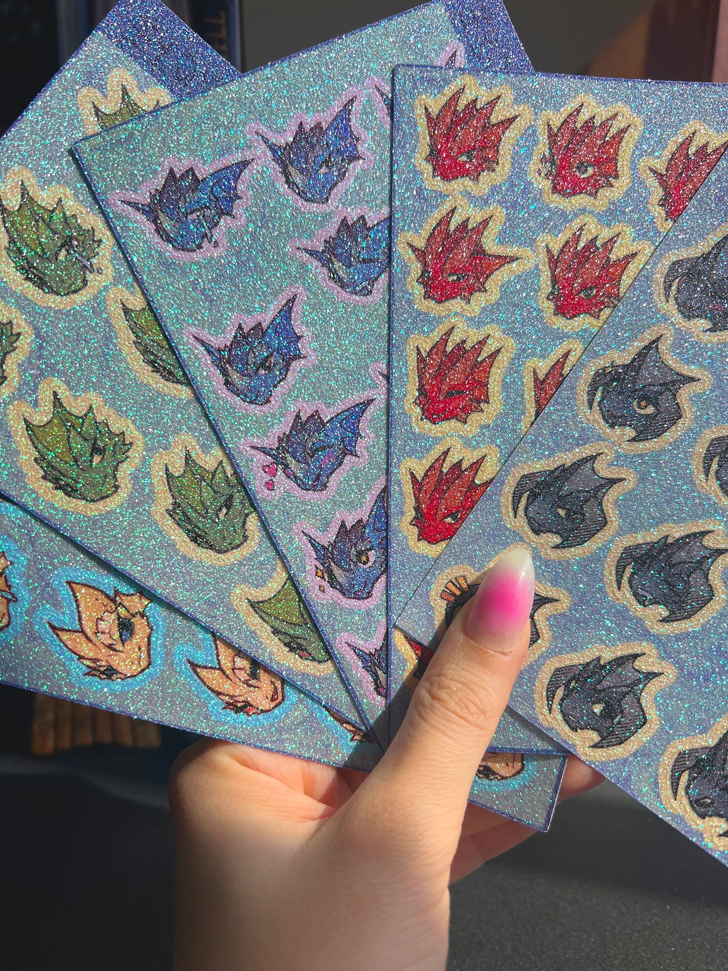 Chromatic kobold glitter sticker sheet - Red || 4x6in 10x15cm