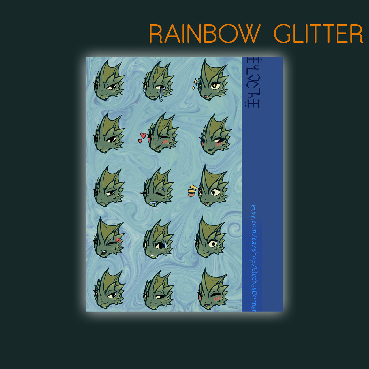 Chromatic kobold glitter sticker sheet - Green || 4x6in 10x15cm