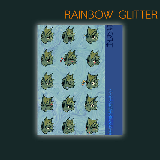 Chromatic kobold glitter sticker sheet - Green || 4x6in 10x15cm