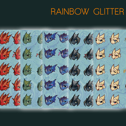 SET - Chromatic kobold glitter sticker sheet || 4x6in 10x15cm