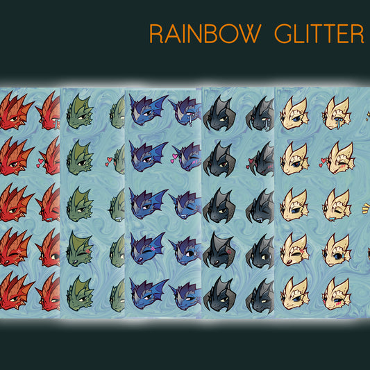 SET - Chromatic kobold glitter sticker sheet || 4x6in 10x15cm
