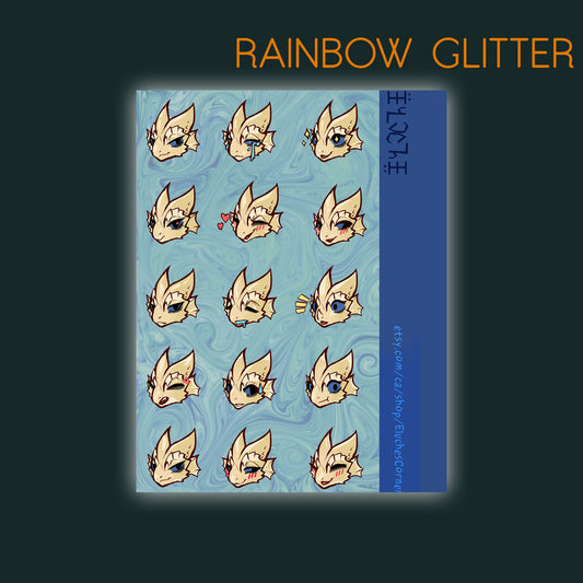 Chromatic kobold glitter sticker sheet - White || 4x6in 10x15cm